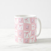 Personalized Initial Pink Bow Checker  Koffiemok (Voorkant rechts)