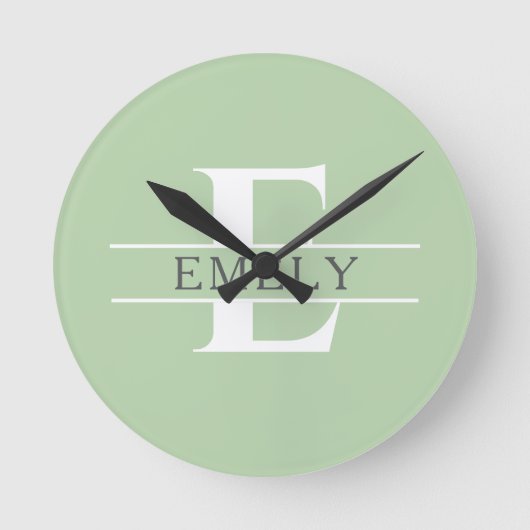 Personalized Initial Wall Clock, Custom Name Clock Ronde Klok (Voorkant)