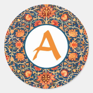 PERSONALIZED INITIËLE William Morris RONDE STICKER