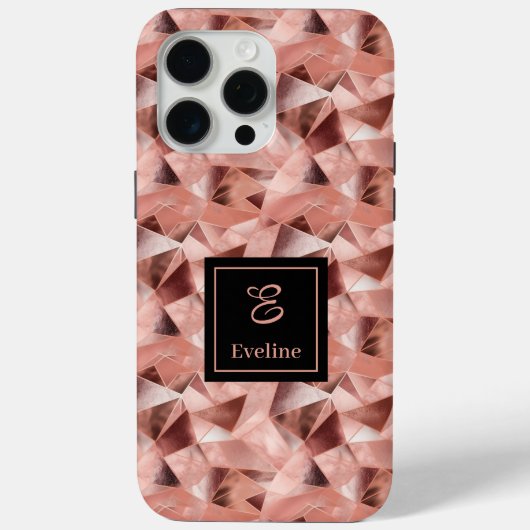 Personalized iPhone 16 Case Elegant Rose Gold Art (Achterkant)
