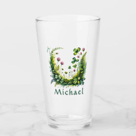 Personalized Irish Botanical Shamrock Pint Glass Glas