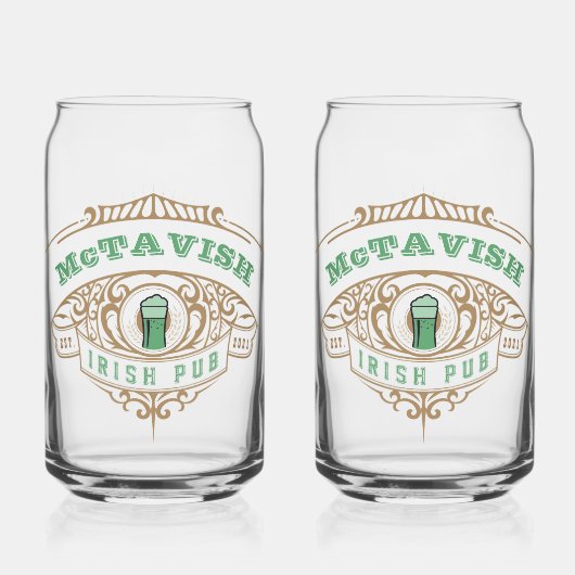 Personalized Irish Pub Blikvorm Glas (Voorkant)