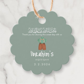 Personalized Islamic Aqiqah Baby Boy Round Gift Bedankjes Labels