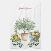 Personalized Italian Watercolor Cooking  Theedoek (Verticaal)