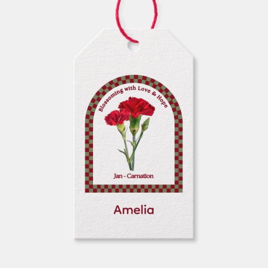 Personalized January Birth Month Flower  Cadeaulabel (Voorkant)