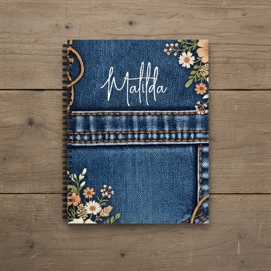Personalized jeans and florals  notitieboek