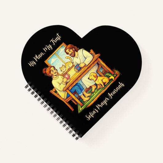 Personalized Jesus & Coffee Heart Journal Notitieboek (Voorkant)