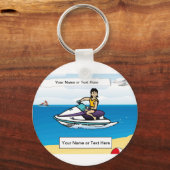 Personalized Jet Ski - Vrouw Cartoon Two-Tone Co. Sleutelhanger (Voorkant)