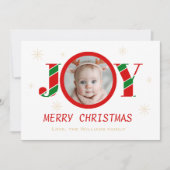 Personalized Joy Christmas Photo Feestdagenkaart (Voorkant)