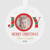 Personalized Joy Christmas Photo Ornament (voorkant)