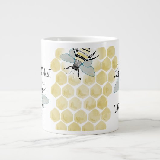 PERSONALIZED Jumbo Zen Doodle Bee Mok (Voorkant)