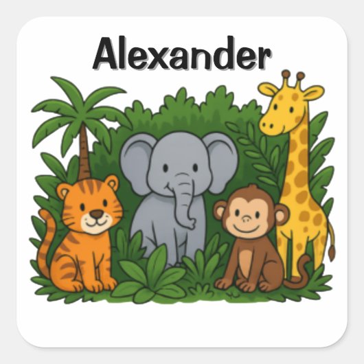 Personalized Jungle Animal Stickers  For kids (Voorkant)