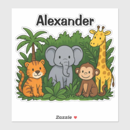 Personalized Jungle Animal Stickers – Fun & Wild  (Feuille)