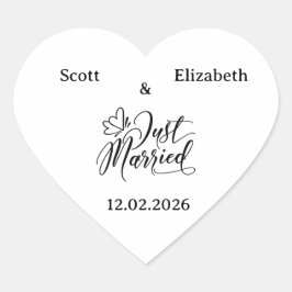 Personalized "Just Married" Wedding Hart Sticker