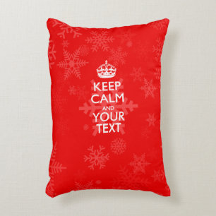 Personalized KEEP CALM AND Your Text for Red Decoratief Kussen