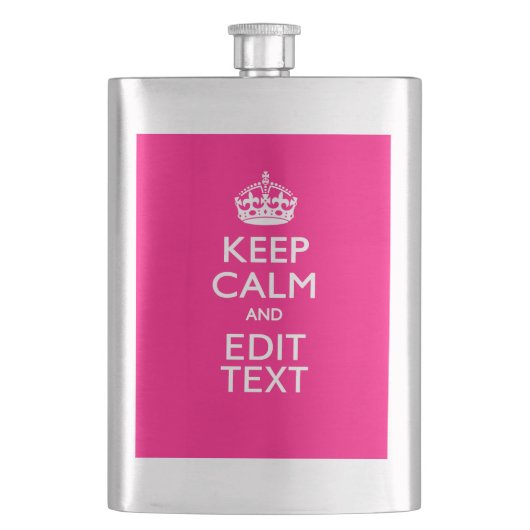 Personalized KEEP CALM AND Your Text on Fuchsia Flacon (Voorkant)