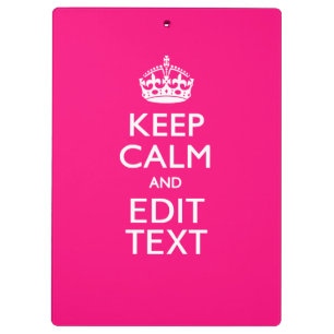 Personalized KEEP CALM AND Your Text on Fuchsia Klembord