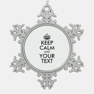 Personalized KEEP CALM and YOUR Tin Sneeuwvlok Ornament