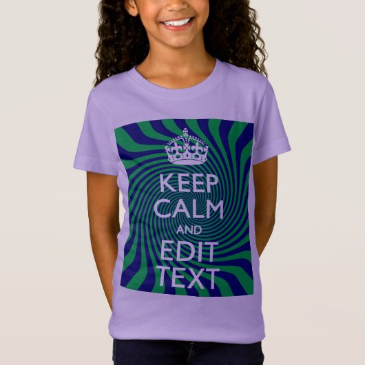 Personalized Keep Calm Blue and Green with a Twist T-shirt (Voorkant)
