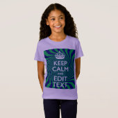 Personalized Keep Calm Blue and Green with a Twist T-shirt (Voorkant volledig)