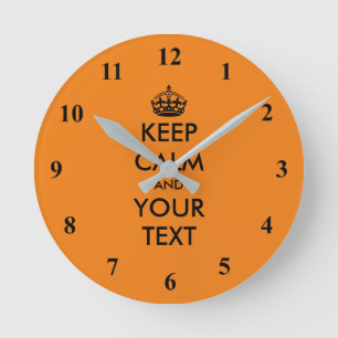 Personalized Keep Calm small size colorfuel oranje Ronde Klok