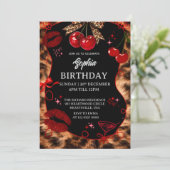 Personalized Kids Birthday Invitation Black Party  Kaart (Staand voorkant)