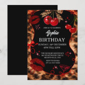 Personalized Kids Birthday Invitation Black Party  Kaart (Voorkant / Achterkant)