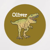 Personalized Kids Brown and Green T-REX Dinosaur  Labels (Design 1)