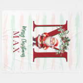 Personalized Kids Christmas Blanket with Santa Fleece Deken (Voorkant (Horizontaal))