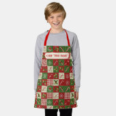 Personalized Kid's Christmas Quilt Patchwork Chef Schort (Gedragen)