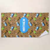 Personalized Kids Construction Vehicles  Strandlaken (Voorkant)