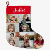 Personalized Kids Name & Photo Collage Grote Kerstsok (Voorkant)