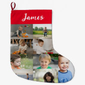 Personalized Kids Name & Photo Collage Grote Kerstsok (Voorkant)