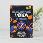 Personalized Kids Nerf Birthday Invitation (Debout devant)