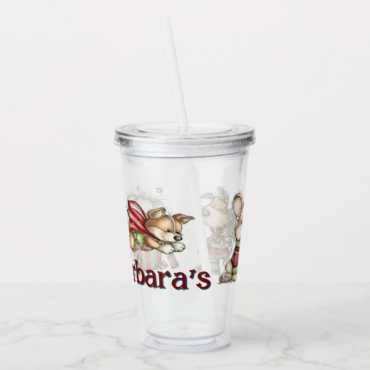 Personalized Kids Whimsical Christmas Acryl Drinkbeker (Links)