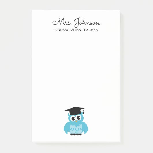Personalized kindergarten school teacher funny owl post-it® notes (Voorkant)