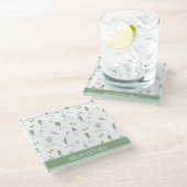 Personalized Kitchen Garden Botanical Glazen Onderzetter (Schuin)