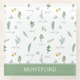 Personalized Kitchen Garden Botanical Glazen Onderzetter