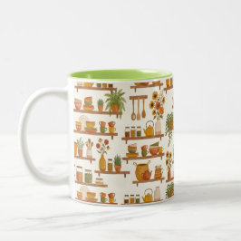 Personalized Kitchen Shelves Pattern Coffee Mug Tweekleurige Koffiemok