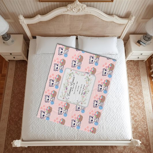 Personalized Kitten Baby Blanket | Custom Birth  Fleece Deken