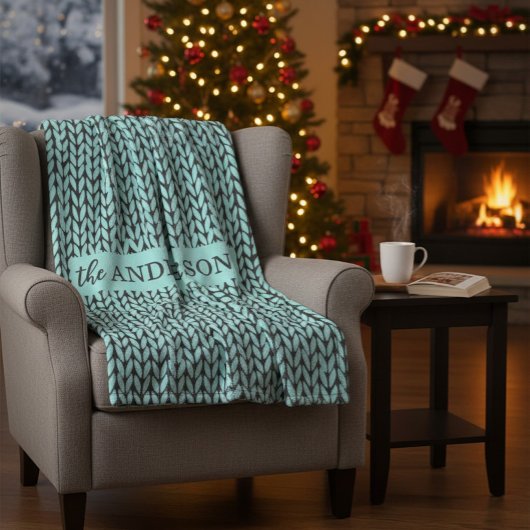 Personalized Knit Pattern Cozy Fleece Blanket Deken
