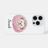 Personalized Knitted Hedgehog iPhone 15 Pro Case (Verso Horizontal)