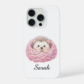 Personalized Knitted Hedgehog iPhone 15 Pro Case