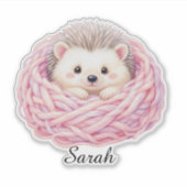 Personalized Knitted Hedgehog Sticker (Devant)