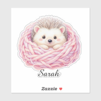 Personalized Knitted Hedgehog Sticker