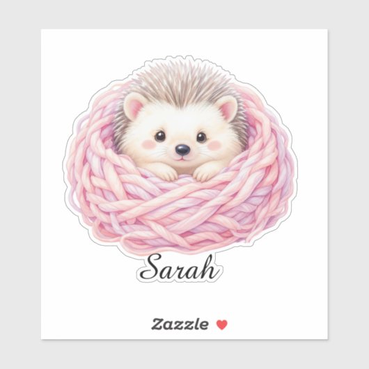 Personalized Knitted Hedgehog Sticker (Feuille)