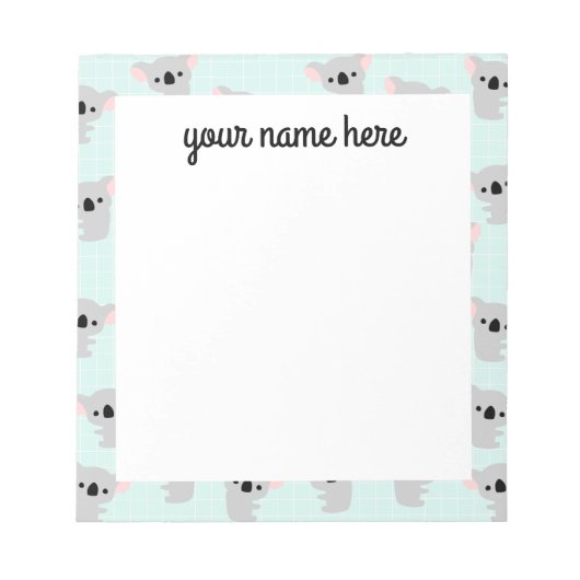 Personalized Koala Bear Notepad Notitieblok (Voorkant)