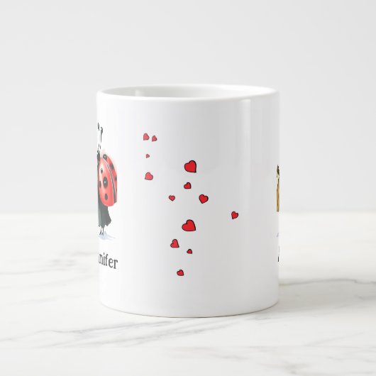Personalized Ladybug Couple Mug Extra Grote Beker (Voorkant)