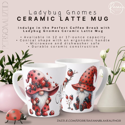 Personalized Ladybug Gnomes Latte Mug