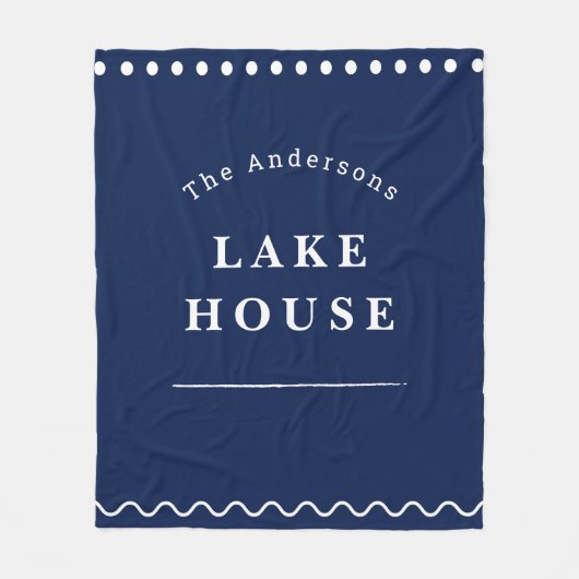 Personalized Lake House Navy Blue Fleece Deken (Voorkant)